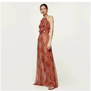 Access Printed Maxi Dress with Open Back Size Small EUC